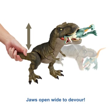 Jurassic World Dominion Tyrannosaurus Rex Dinosaur Toy, thrash N Devour Sound, Chomp Action