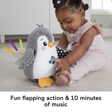 Fisher-Price Plush Tummy Time Toy, Flap & Wobble Penguin, Newborn Musical Toy - Imagem 3 de 6