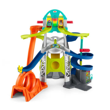 Fisher-Price Little People Toddler Race Track Playset With Lights & Sounds, Launch & Loop Raceway