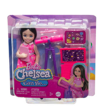 Barbie Chelsea Astronomer Doll & Accessories Set, Career-Themed Brunette Small Doll
