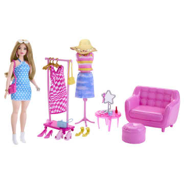 Barbie Fashion & Beauty Conjunto de Brinquedo Estilista e Armário - Imagem 1 de 5