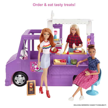Barbie Fresh 'n Fun Food Truck Playset With Blonde Doll & 30+ Accessories. Lift Side For Kitchen