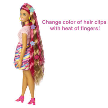 Barbie Totally Hair Flower-themed Doll, Curvy, 8.5 Inch Fantasy Hair, Dress, 15 Accessories, 3 & Up