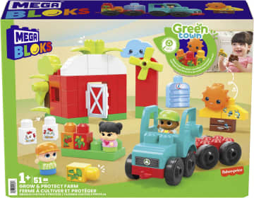 MEGA BLOKS Toy Blocks Grow & Protect Farm With 3 Figures (51 Pieces) For Toddler