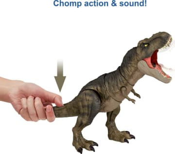 Jurassic World Dominion Tyrannosaurus Rex Dinosaur Toy, thrash N Devour Sound, Chomp Action