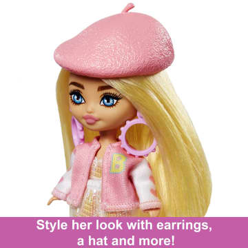 Barbie Extra Mini Minis Doll With Blond Hair, Accessories And Doll Stand, 3.25-Inch Collectible