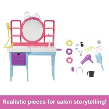 Barbie Doll And Hair Salon Playset, Color-Change Hair - Imagen 5 de 6