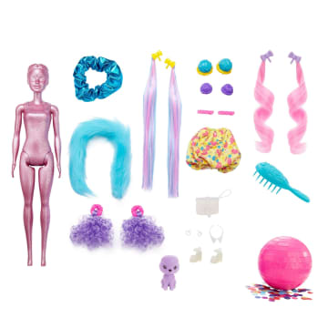 Barbie Color Reveal Glitter! Hair Swaps Doll, Glittery Pink With 25 Surprises