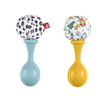 Fisher-Price Baby Rattle ‘n Rock Maracas Toys, Set Of 2 For Infants 3+ Months, High Contrast