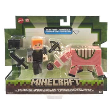 Minecraft Vanilla Figura de Brinquedo Pacote Alex Armadura de Netherita e Zoglin de 3.25