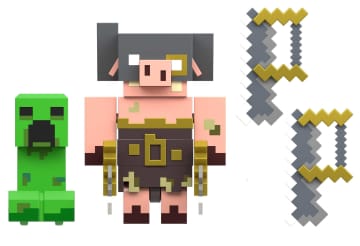 Minecraft Legends Figura de Acción Paquete Fidget Creeper vs Piglin Feroz de 3.25"