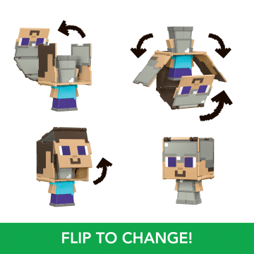 Minecraft Flippin’ Figs Figures Collection, 2-in-1 Fidget Play, 3.75-in Scale & Pixelated Design (Characters May Vary) - Imagem 4 de 6