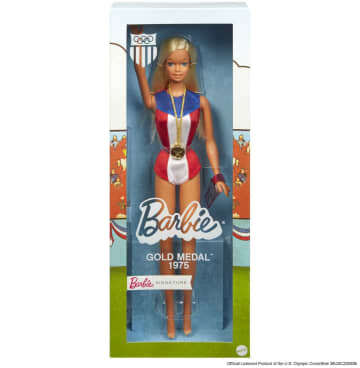 Barbie 1975 Gold Medal Doll Reproduction With Doll Stand And Certificate Of Authenticity