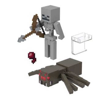 Minecraft Vanilla Figura de Brinquedo Pacote Esqueleto e Aranha de 3.25