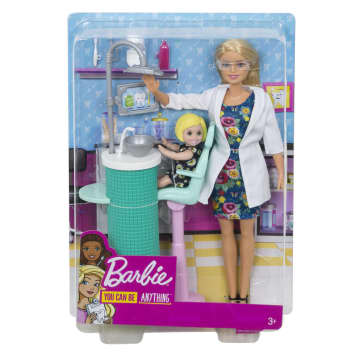 Barbie Careers Dentist Doll & Toddler Patient Doll Playset, Blonde