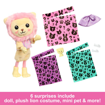 Barbie Cutie Reveal Cozy Cute Tees Series Chelsea Doll & Accessories, Plush Lion, Brunette Small Doll - Imagen 3 de 6