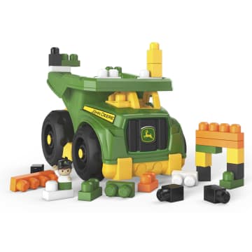 MEGA BLOKS Fisher-Price Building Toy Blocks John Deere Dump Truck (25 Pieces) For Toddler