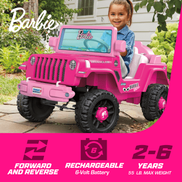 Power Wheels Barbie Jeep Wrangler Toddler Ride-On Toy, 6V Battery-Powered With Sounds