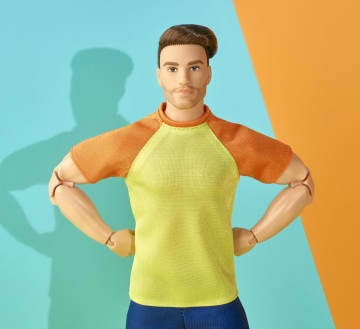 Ken Doll, Barbie Looks, Brown Hair, Color Block Tee & Blue Shorts