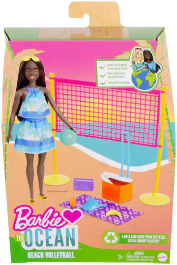 Barbie Loves the Ocean Beach Volleyball-themed Playset, Made From Recycled Plastics