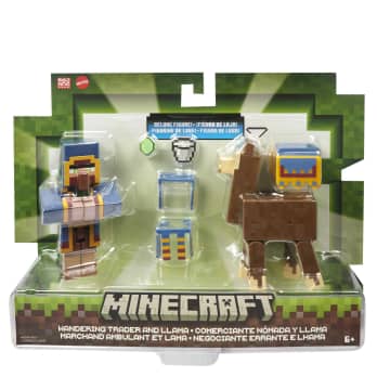 Minecraft Vanilla Figura de Acción Paquete Vendedor Ambulante y Llama 3.25