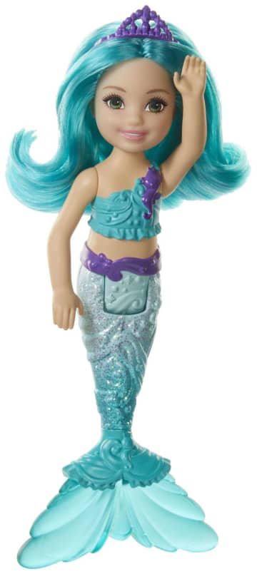 Barbie Dreamtopia Chelsea Mermaid Doll, 6.5-Inch With Teal Hair And Tail