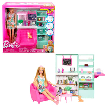 Barbie Cute ‘n’ Cozy Café Doll And Playset, 21 Accessories With Color Change Teapot