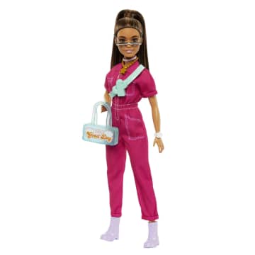 Barbie Poupée Avec Combinaison Rose Tendance, Accessoires et Chiot
