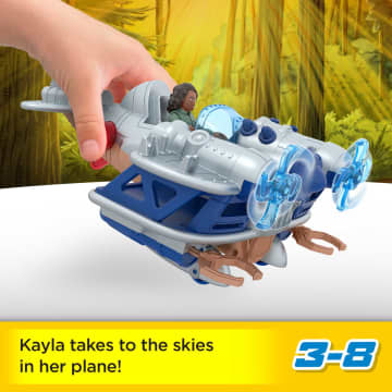 Imaginext Jurassic World Dominion Kayla Watts Figure & Toy Plane, AIr Tracker, 4 Pieces