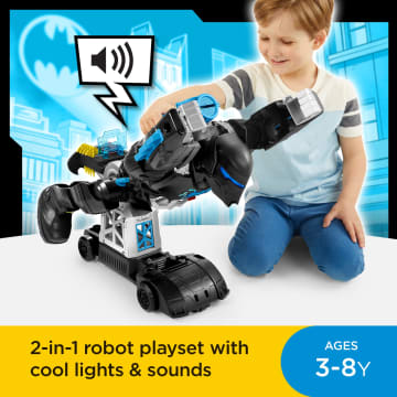 Imaginext DC Super Friends Batman Toy, 2-In-1 Robot & Playset With Lights & Sounds, Bat-Tech Batbot