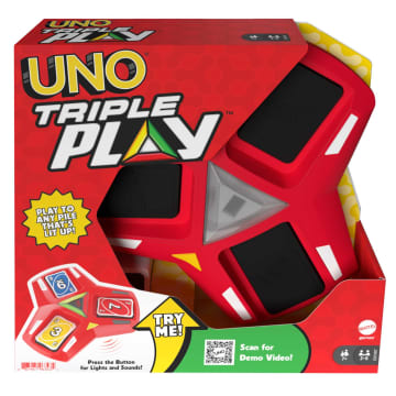 UNO Triple Play Card Game, Game For Family Night, Lights And Sounds