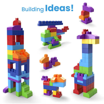 MEGA BLOKS Fisher-Price Toy Blocks Blue Big Building Bag With Storage (80 Pieces) For Toddler
