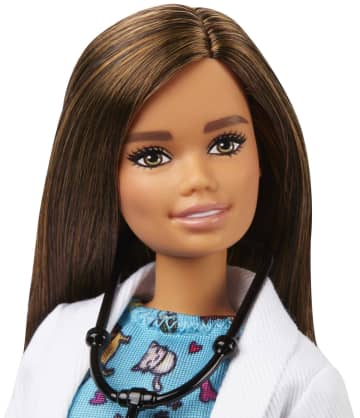Barbie Career Pet Vet Brunette Doll With Medical Coat, Dress And Kitty Patient