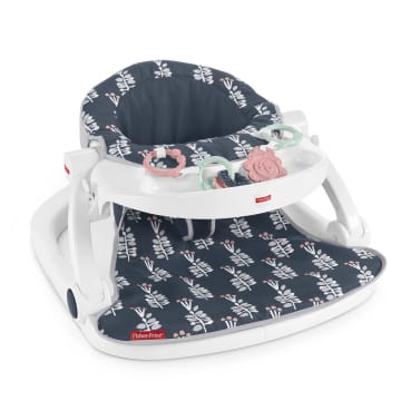 Fisher-Price Sit-Me-Up Floor Seat Portable Baby Chair With Tray & Toys, Navy Garden