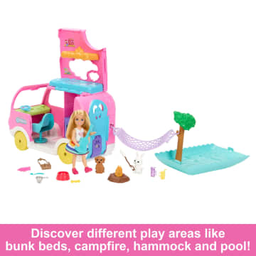 Barbie Chelsea 2-in-1 Camper Playset With Chelsea Small Doll, 2 Pets & 15 Accessories - Image 4 of 6