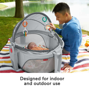 Fisher-Price On-the-Go Baby Dome Portable Bassinet And Play Space With Toys, Whimsical Forest - Image 3 of 6