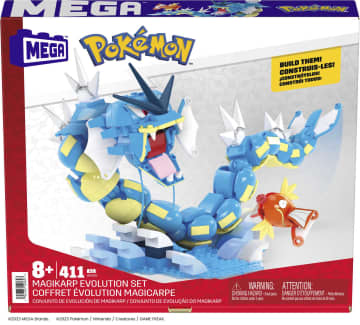 MEGA Pokémon Coffret Évolution Magicarpe (411 Pces), 2 Fig. Art.