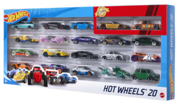 Hot Wheels 20-Car Pack, 20 1:64 Scale Toy Vehicles For Kids 3 Years & Older