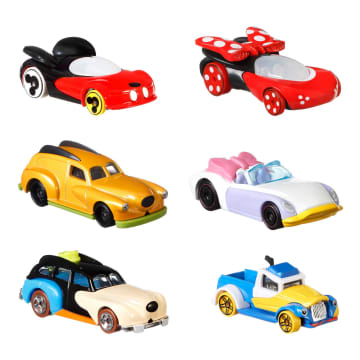 Hot Wheels Disney Character Cars, Set Of 6 Toy Cars in 1:64 Scale, Special Collector's Packaging