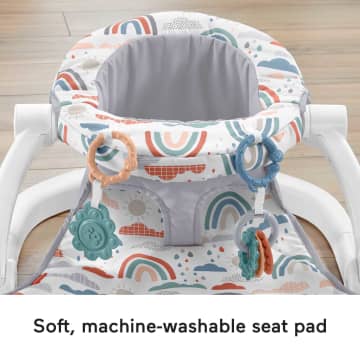 Fisher-Price Sit-Me-Up Floor Seat Portable Baby Chair With Toys, Rainbow Showers