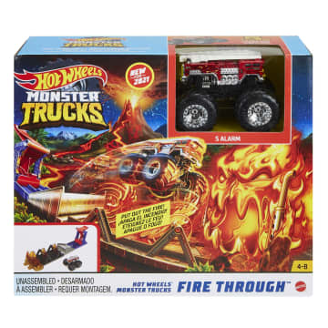 Hot Wheels Monster Trucks Fire through Hero Playset With 1 Die-Cast Vehicle