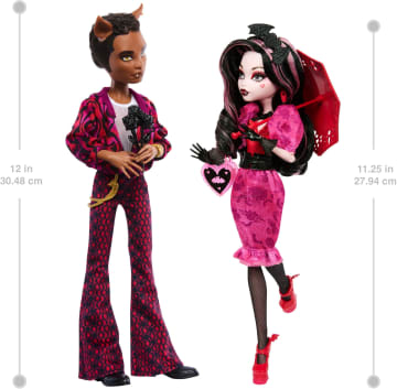 Monster High Draculaura And Clawd Wolf Collectible Dolls, Howliday Love Edition Two-Pack