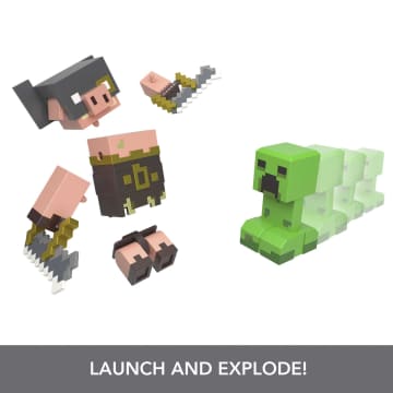 Minecraft Legends Action Figure 2-Pack, Creeper vs Piglin Bruiser, 3.25-in Collectible Toys