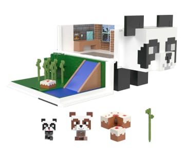 Minecraft Toys Panda Playhouse Playset Mob Head Minis, Kids Gifts