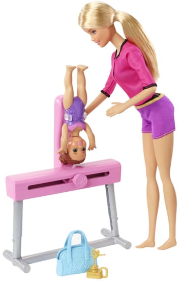 Barbie Gymnastics Coach & Student Balance Beam Blonde Doll Playsets