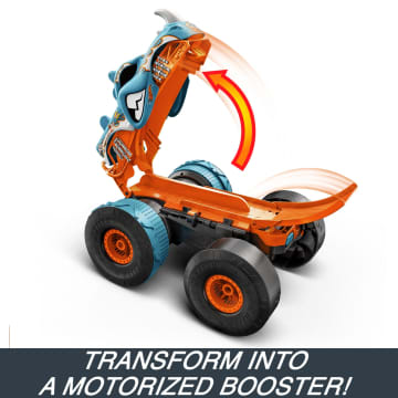 Hot Wheels Monster Trucks HW Transforming Rhinomite RC in 1:12 Scale With 1:64 Scale Toy Truck