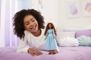 Disney The Little Mermaid Ariel Fashion Doll On Land in Signature Blue Dress - Image 2 of 6