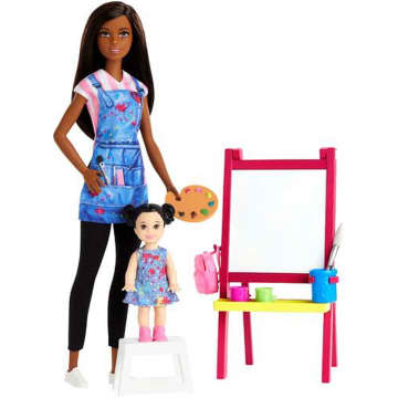 Barbie Profissões Boneca Conjunto Professora de Arte Pele Negra