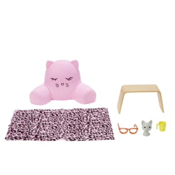 Barbie Accessory Pack, Lounging theme, With 6 Pieces Including Pet