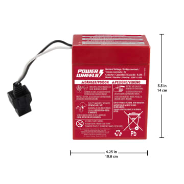 Power Wheels 6-Volt Red Rechargeable Replacement Battery For Fisher-Price Ride-On Toy, Red